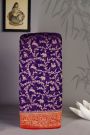 Banarasi Georgette Dark Violet Saree With Animals And Birds Body