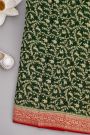 Banarasi Kaddi Georgette Bottle Green Saree With All Over Floral Jaal