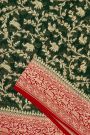 Banarasi Kaddi Georgette Bottle Green Saree With All Over Floral Jaal