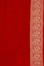 Banarasi Kaddi Georgette Dark Maroon Saree With Florals And Birds Border