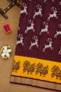 Ikat Silk Maroon Saree With Deer Buttis Body