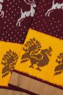 Ikat Silk Maroon Saree With Deer Buttis Body