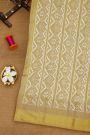 Ikat Silk Yellow Saree With Peacock Buttis Body