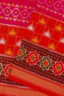 Ikat Silk Rani Pink Saree With Checks And Floral Jaal Body