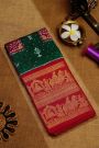 Ikat Silk Bottle Green Saree With Florals In Boxes Body