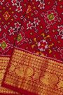 Ikat Silk Maroon Saree With Florals And Leaves Body