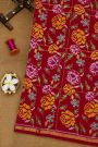 Ikat Silk Mustard Saree With Lines And Florals Body