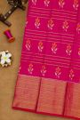 Ikat Silk Magenta Saree With Zari Lines And Florals Body