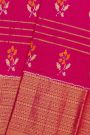 Ikat Silk Magenta Saree With Zari Lines And Florals Body