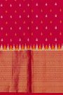 Ikat Silk Magenta Saree With Zari Lines And Florals Body