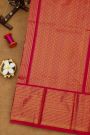 Ikat Silk Magenta Saree With Florals And Swans Body