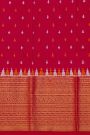Ikat Silk Magenta Saree With Florals And Swans Body