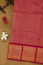 Ikat Silk Magenta Saree With Florals With Swans And Parrots Body