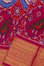 Ikat Silk Magenta Saree With Florals With Swans And Parrots Body