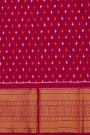 Ikat Silk Magenta Saree With Florals With Swans And Parrots Body