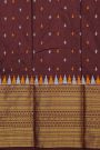 Ikat Silk Brown Saree With Florals And Pichwai Cows Body