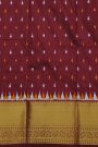 Ikat Silk Mehendi Green Saree With Florals And Leaves Body