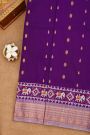 Fusion Silk Purple Saree With Florals And Elephants In Ikat Print Border