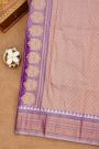 Fusion Silk Purple Saree With Florals And Elephants In Ikat Print Border