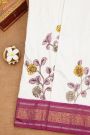 Fusion Silk Off White Saree With Elephants And Horses Border