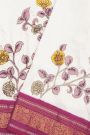 Fusion Silk Off White Saree With Elephants And Horses Border