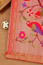 Fusion Silk Off White Jamdani Weaving Saree With Muniya Buttis In Zari Border