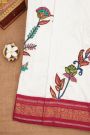 Fusion Silk Off White Saree With Florals In Thread Work Body