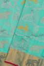 Chanderi Silk Sky Blue Saree With Florals And Animals Kaddi Border