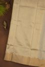 Chanderi Silk Beige Saree With Diamond Zari Buttis And Kaddi Border