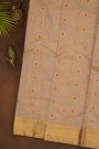 Chanderi Silk Beige Saree With Meenakari Zari Buttis