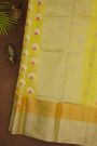 Chanderi Silk Yellow Saree With Meenakari Zari Buttis Kaddi Border
