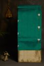Chanderi Silk Rama Green Saree With Meenakari Floral Buttis