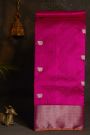 Chanderi Silk Magenta Saree With Meenakari Florals And Zari Buttis