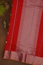 Chanderi Silk Red Saree With Meenakari Zari Buttis