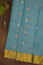 Chanderi Silk Ice Blue Saree With Meenakari Zari Buttis