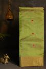 Chanderi Silk Green Saree With Meenakari Zari Buttis Kaddi Border