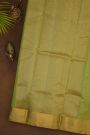 Chanderi Silk Green Saree With Meenakari Zari Buttis Kaddi Border