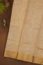 Chanderi Silk Cream Saree With Meenakari Zari Buttis And Kaddi Border