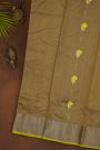 Chanderi Silk Beige Saree With Meenakari Zari Buttis And Kaddi Border