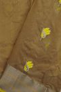 Chanderi Silk Beige Saree With Meenakari Zari Buttis And Kaddi Border