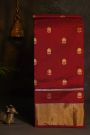 Chanderi Silk Maroon Saree With Kaddi Border