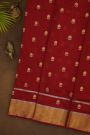 Chanderi Silk Maroon Saree With Kaddi Border