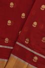 Chanderi Silk Maroon Saree With Kaddi Border