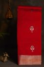 Chanderi Silk Red Saree With Kaddi Border
