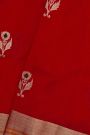 Chanderi Silk Red Saree With Kaddi Border