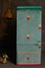 Chanderi Silk Sea Blue Saree With Meenakari Floral Buttis