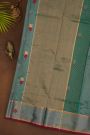 Chanderi Silk Sea Blue Saree With Meenakari Floral Buttis