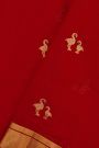 Chanderi Silk Red Saree With Crane Buttis And Kaddi Border