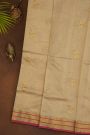 Chanderi Silk Cream Saree With Kaddi Border