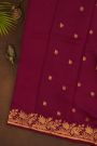 Chanderi Silk Wine Saree With Floral Buttis Body
